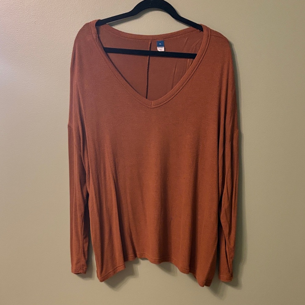 Old Navy Women's Long Knit Sleeve Top - Warm Rust